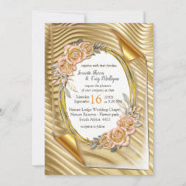 Invitación Papel de oro con Rosas elegantes