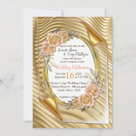 Invitación Papel de oro con Rosas elegantes