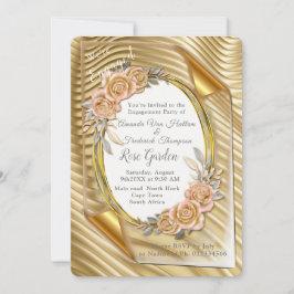 Invitación Papel de oro con Rosas elegantes