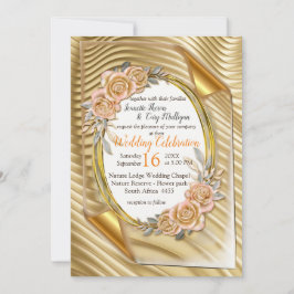 Invitación Papel de oro con Rosas elegantes
