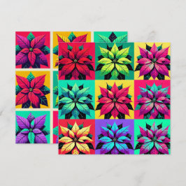 Invitación Papel de papeleta de papel gráfico de poinsettia e