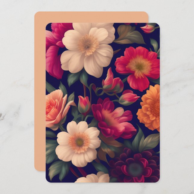 Invitación Papel de pared con motivos florales (Anverso / Reverso)