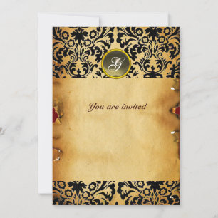 Invitación Papel de pergamino con monograma de piedra precios