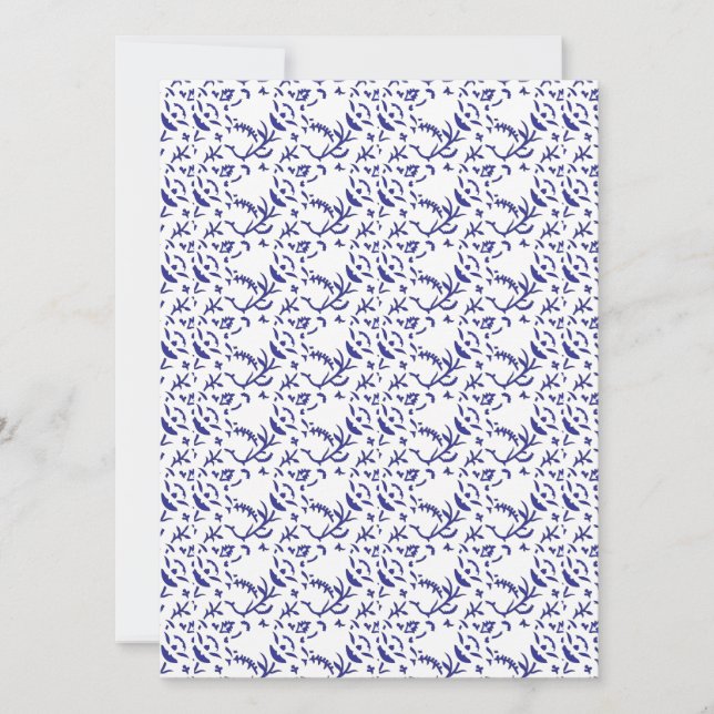 Invitación Papel de regalo azul y blanco con un gráfico  (Anverso)