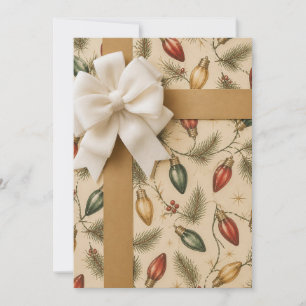 Invitación Papel de regalo de Luces de Navidad Vintage Eleg