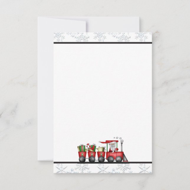 Invitación Papel de vacaciones en Navidad Santa Train (Anverso)