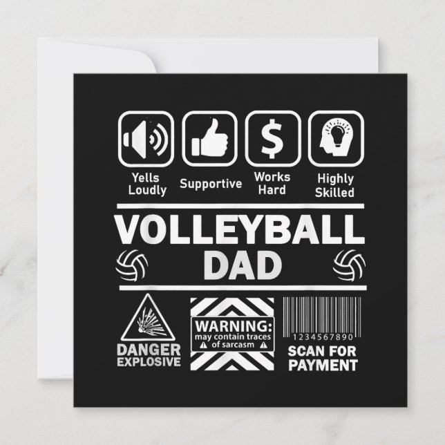 Invitación Papel de voleibol con contenido gracioso de padre  (Anverso)