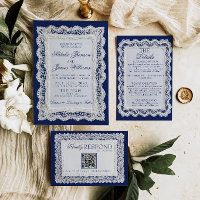 Papel Encaje Royale Azul Dinero Antiguo Doily Boda