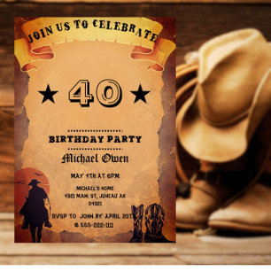 Invitación Papel envejecido personalizado por edad país weste