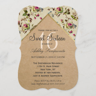 Invitación Papel floral y accesorio de oro reciclado del país