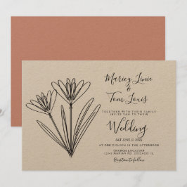 Invitación Papel Kraft Floral de Flor Silvestre de Primavera 