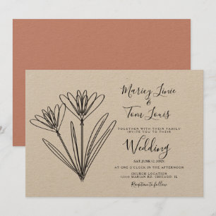 Invitación Papel Kraft Floral de Flor Silvestre de Primavera