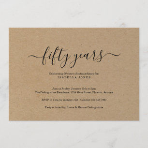 Invitación Papel Kraft para la fiesta de cumpleaños de adulto