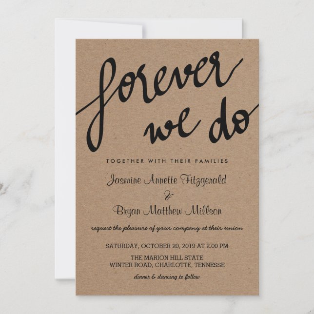 Invitación Papel Kraft para siempre escribimos Boda ruso (Anverso)