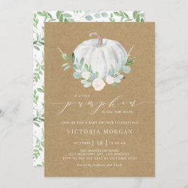 Invitación Papel Kraft ruso de calabaza blanca cae en Baby Sh