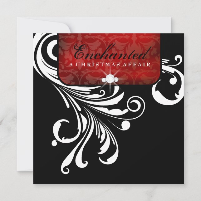 Invitación Papel metálico de 311-Encantado Red Swanky Swirls (Anverso)