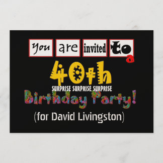 Invitación Papel metálico de la 40ª SORPRESA fiesta de cumple