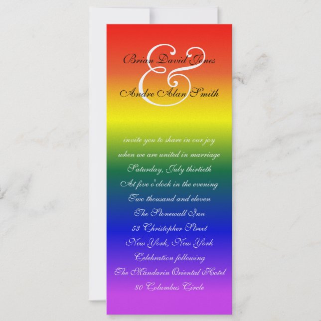 Invitación Papel metálico del orgullo LGBT para el Boda gay d (Anverso)