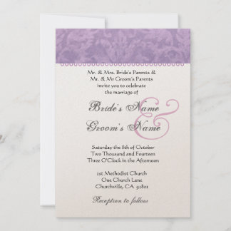 Invitación Papel metálico en monograma de Damasco púrpura pál