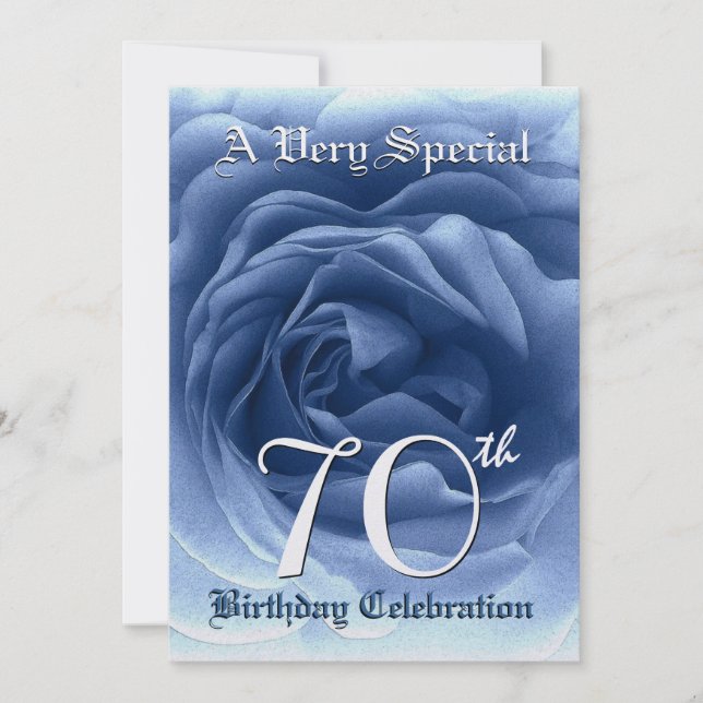 Invitación Papel metálico Rosa azul 70 cumpleaños blando (Anverso)