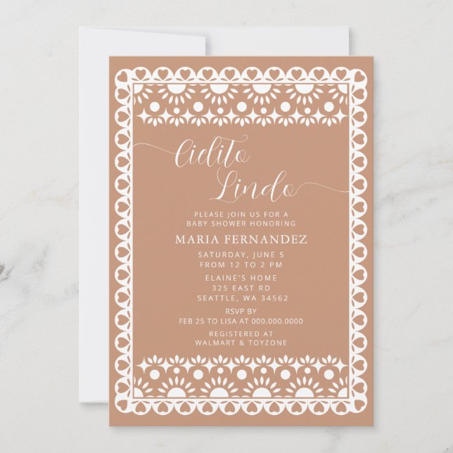 Invitación Papel mexicano Picado Cielito Lindo Baby Shower (Anverso)