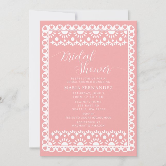 Invitación Papel mexicano Picado Cielito Lindo Ducha de Novia (Anverso)