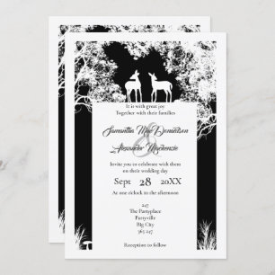 Invitación Papel negro cortado boda de bosques