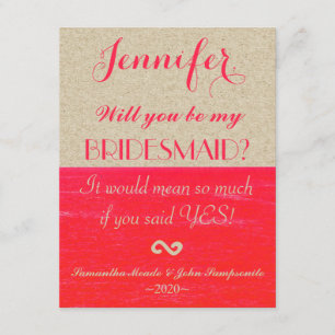 Invitación Papel neón rosa y moreno, palmeras tropicales y pl