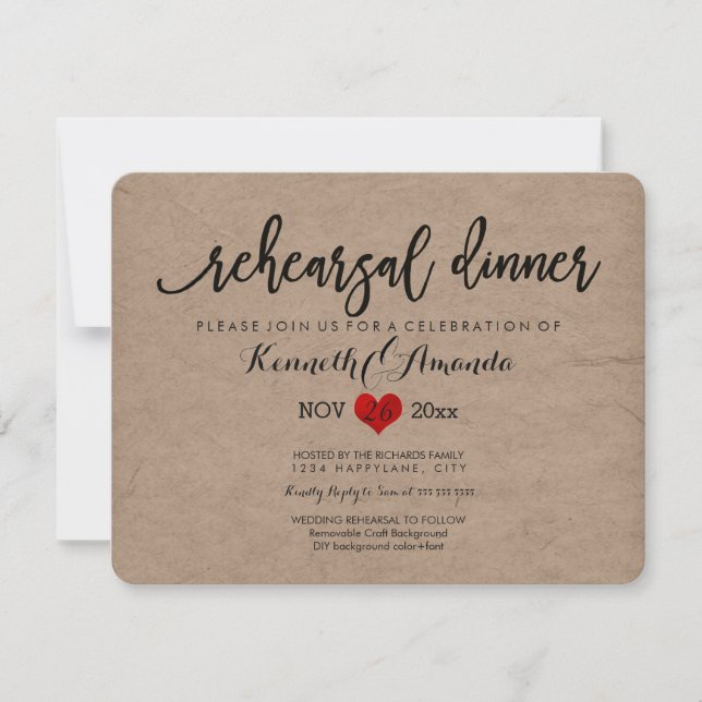 Invitación Papel para la cena/artesanía de PixDezines (Anverso)