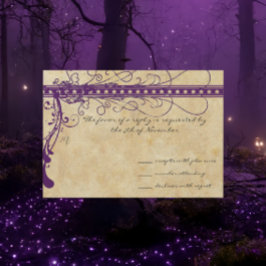 Invitación Papel pergamino falso morado Renacimiento medieval