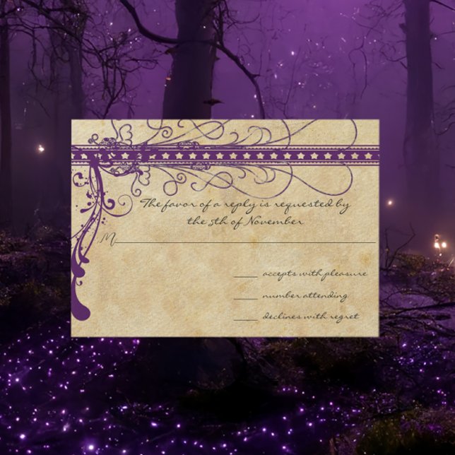Invitación Papel pergamino falso morado Renacimiento medieval (Subido por el creador)