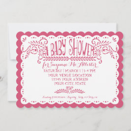 Invitación Papel Picado Bebé Ducha Lilac rosa Fiesta