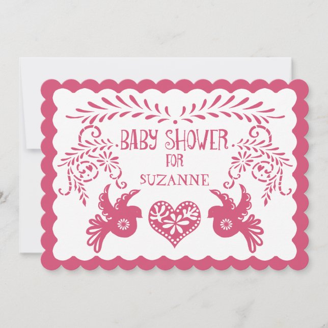 Invitación Papel picado bebé ducha Naranja rosa Fiesta (Anverso)