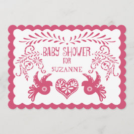 Invitación Papel picado bebé ducha Naranja rosa Fiesta