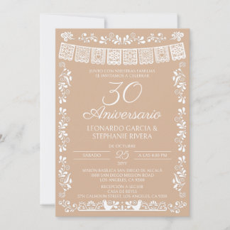 Invitación Papel Picado Beige 30 Aniversario
