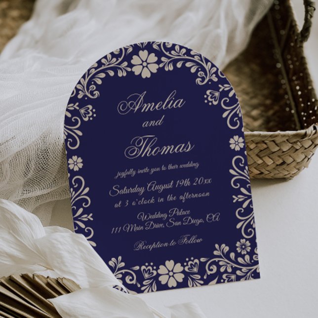 Invitación Papel Picado Blue Mexican Wedding  (Subido por el creador)