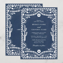 Papel Picado Boda Mexicana Rústica Azul Boda