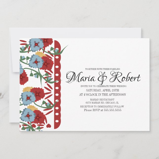 Invitación Papel Picado Boda Mexicano Greenery Vine Floral (Anverso)