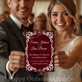 Invitación Papel Picado Burgundy Mexican Wedding Invitation