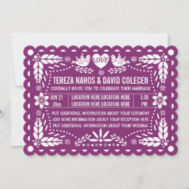 Invitación Papel picado de los pájaros pájaros púrpura fiesta