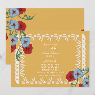 Invitación Papel Picado Fiesta Botánica Dulces 16 Mexicanos