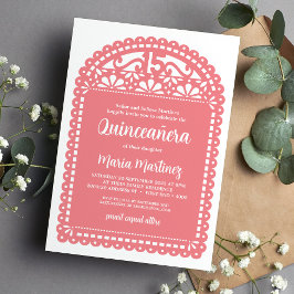 Invitación Papel Picado inspiró el cumpleaños de Quinceanera