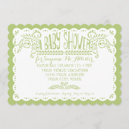 Invitación Papel Picado Niña Ducha Lime Rosa Fiesta