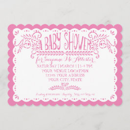 Invitación Papel Picado Niña Ducha Sky Fiesta Rosa