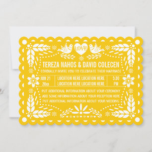 Invitación Papel picado pájaros amorosos boda de fiesta amari