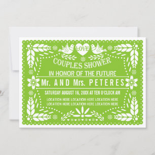 Invitación Papel picado primavera bodas verdes duchas