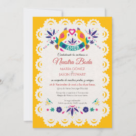 Invitación Papel Picado Yellow Nuestra Boda Spanish Wedding
