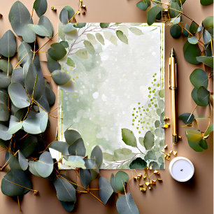 Invitación Papel pintado acuarela verde y dorado en blanco pa
