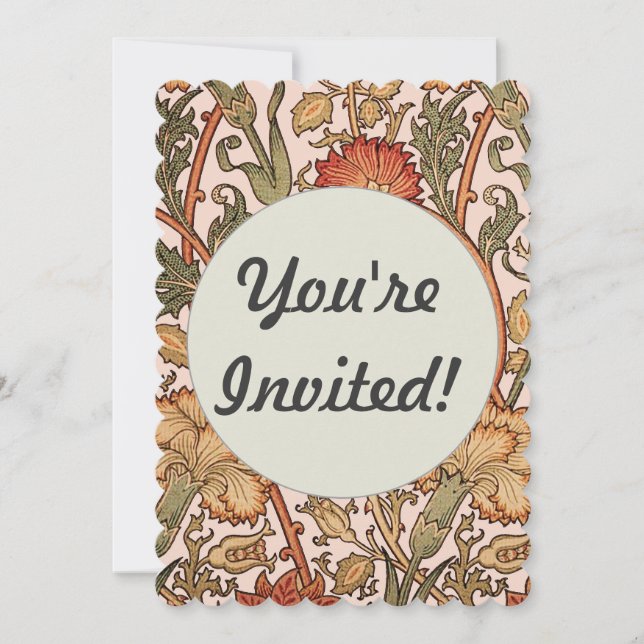 Invitación Papel pintado con flores de rosa de William Morris (Anverso)