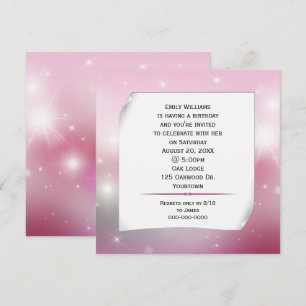 Invitación Papel rizado sobre estrellas Bokeh